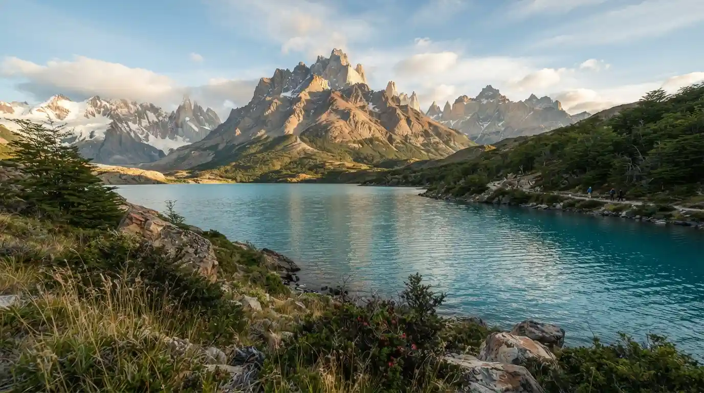 Dramatic Patagonian mountains and turquoise lake in Argentina