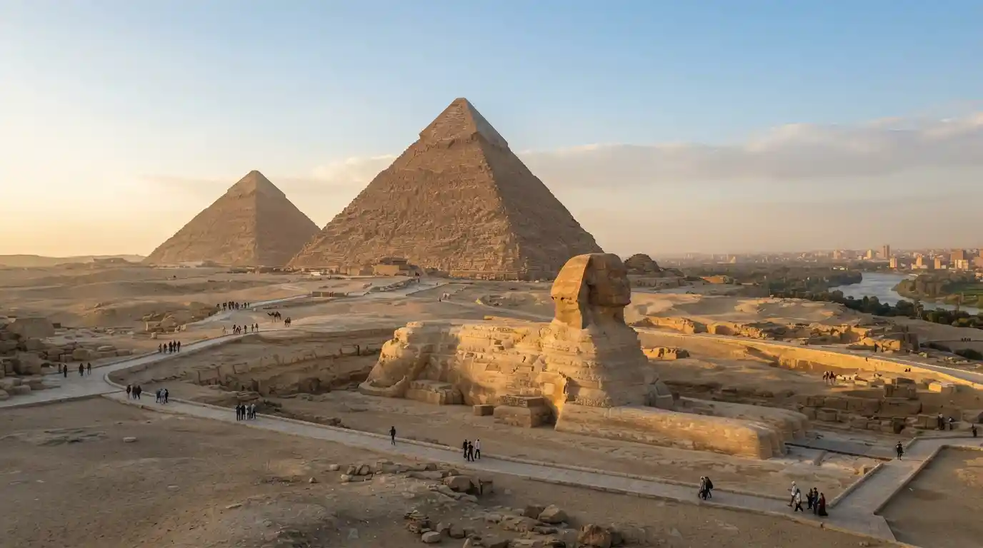 Great Pyramid and Sphinx in Giza representing Egypt's top travel destinations