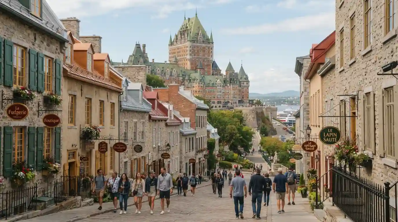 Château Frontenac overlooking the historic streets of Old Quebec City