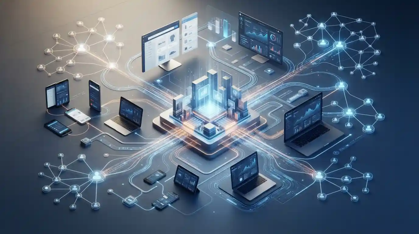 Digital platform connecting expanding groups of users to represent market adoption and conversion growth