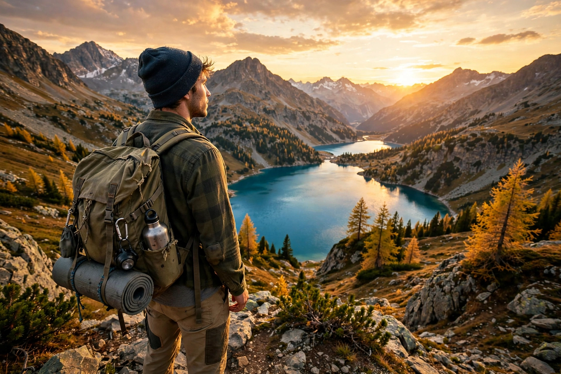 Traveler at scenic overlook showing how to travel on a budget