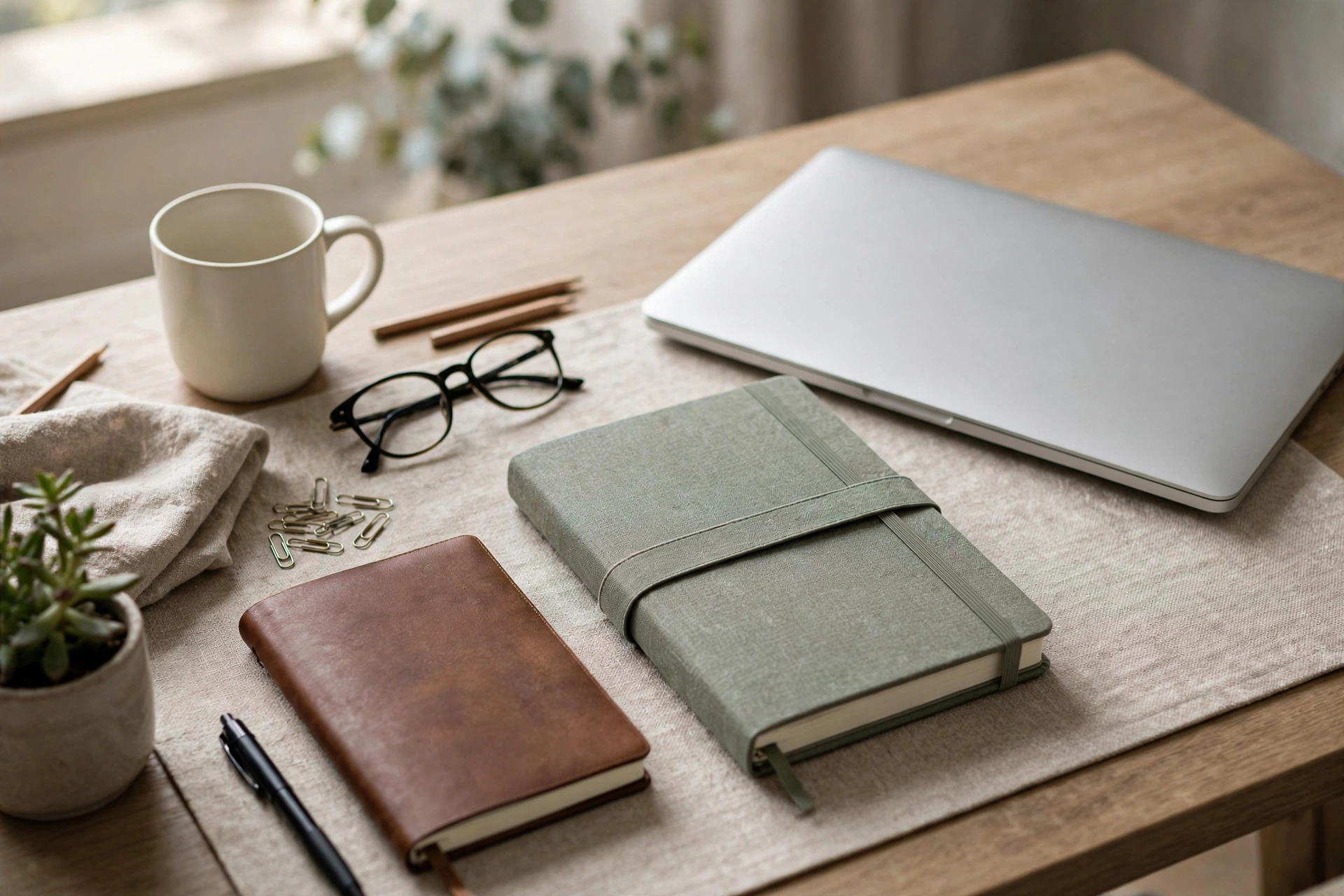 Organized desk planner with a time blocking schedule for better productivity